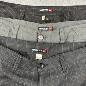 Quiksilver Men's Gray and Black Plaid Hybrid Shorts (Set of 3)